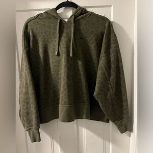 Women’s Olive Green Leopard Print Hooded Sweatshirt